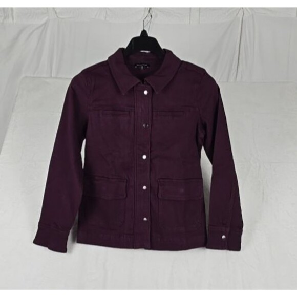 Universal Standard Jackets & Blazers - Universal Standard Jean Jacket Women’s Purple 4XS Cotton-Blend Stretch Snaps